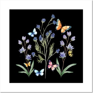 Flowers and butterflies Posters and Art